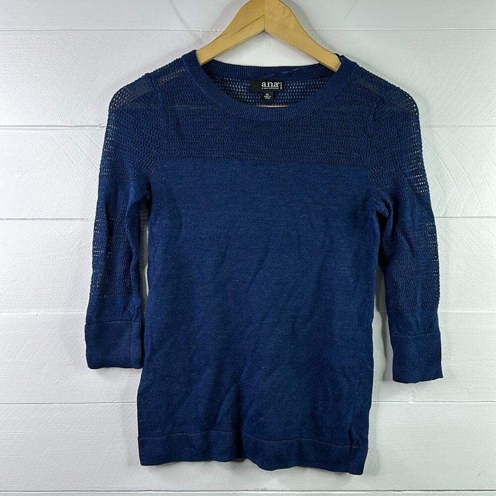A.N.A Petite Dark Blue‎ 3/4 Sleeve Sweater Blouse Top Shirt Size Petite Small